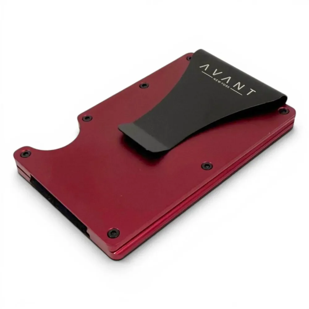 NEW Avantwood Red Aluminum Money Clip Wallet RFID Blocking